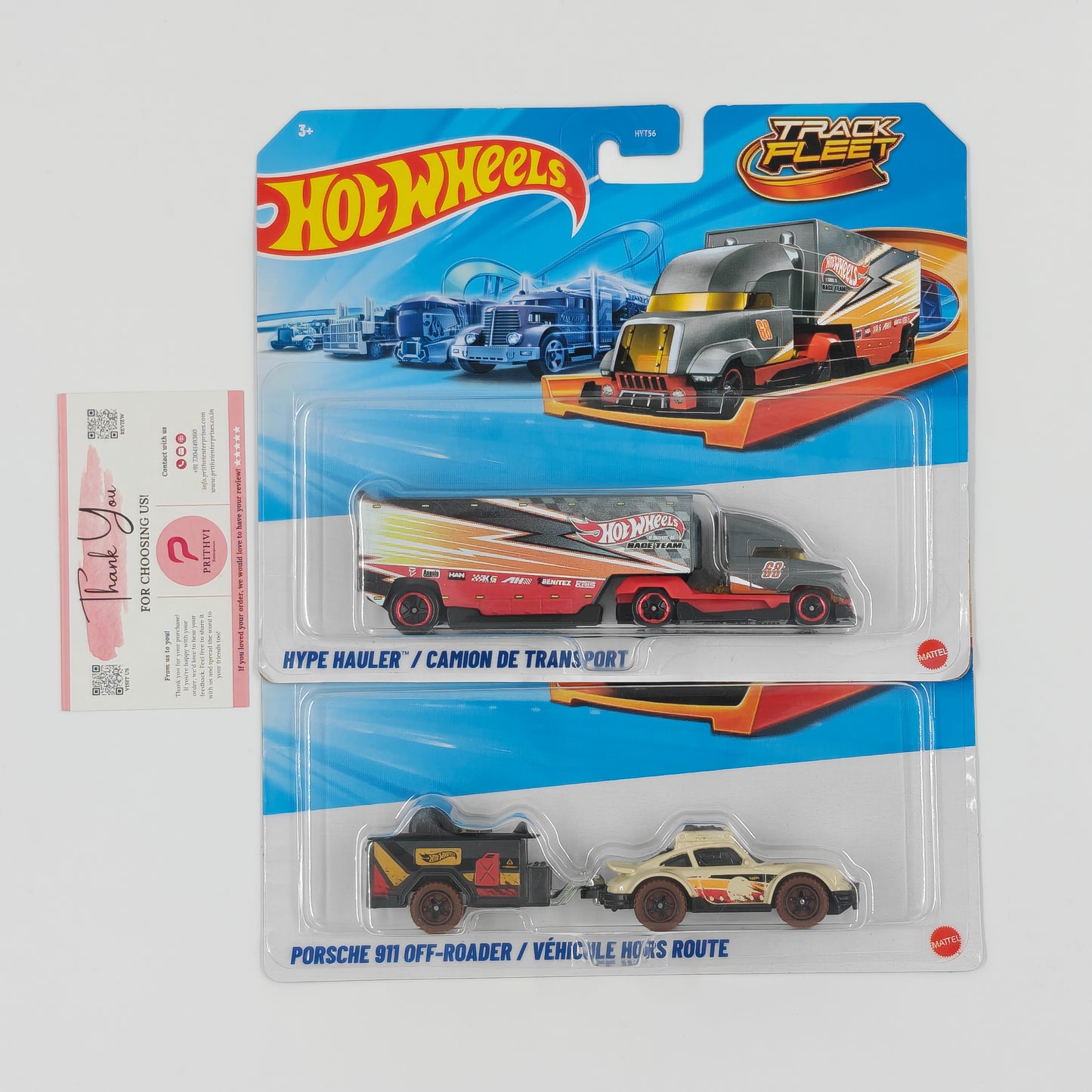 Hype Hauler & Porsche 911 Off-Roader with Trailer (Set of 2) by Mattel - Hot Wheels Track Fleet Bundle