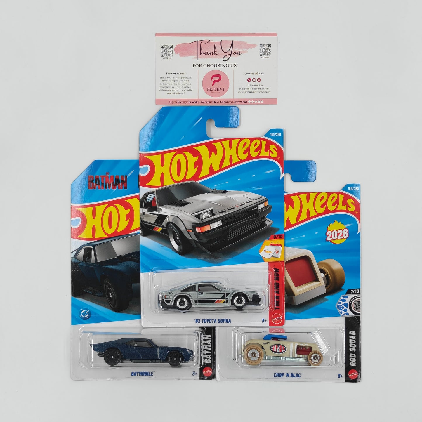 '82 Toyota Supra, Batmobile & Chop 'N Bloc by Mattel – Hot Wheels Bundle