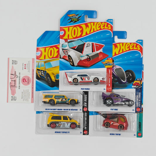Mad Manga, Volvo 240 Drift Wagon / Bolide De Dérapage, Renault Espace F1, Fiat 500C & Deora Too'nd by Mattel – Hot Wheels Bundle - Prithvi Enterprises
