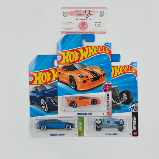Lotus Sport Elise, Cadillac Celestiq & '33 Ford Lo Boy by Mattel – Hot Wheels Bundle