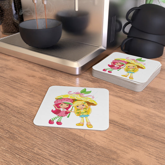 Strawberry Shortcake and Lemon: Printed Square Coaster Set (Set of 2)