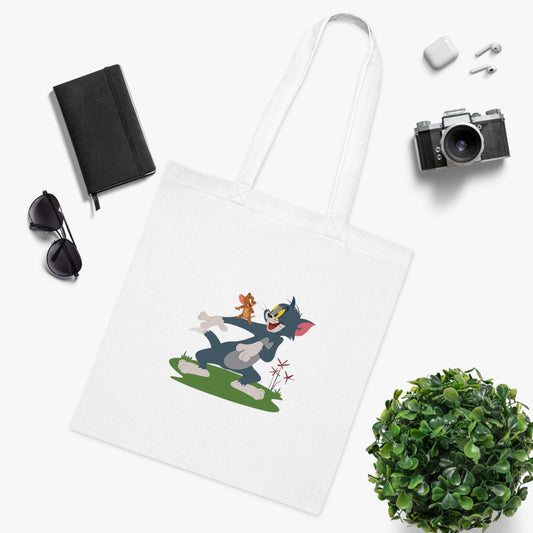 Tom and Jerry- Happy!!!: Printed Tote Bag