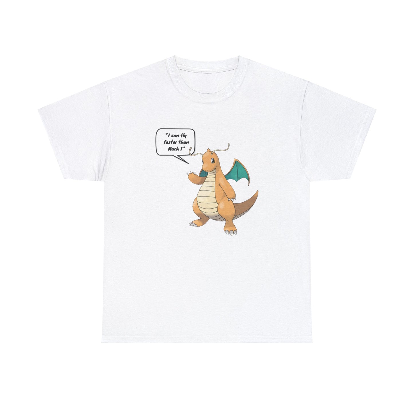 I can fly faster than Mach 1: Printed T-shirt - White Round Neck Cotton