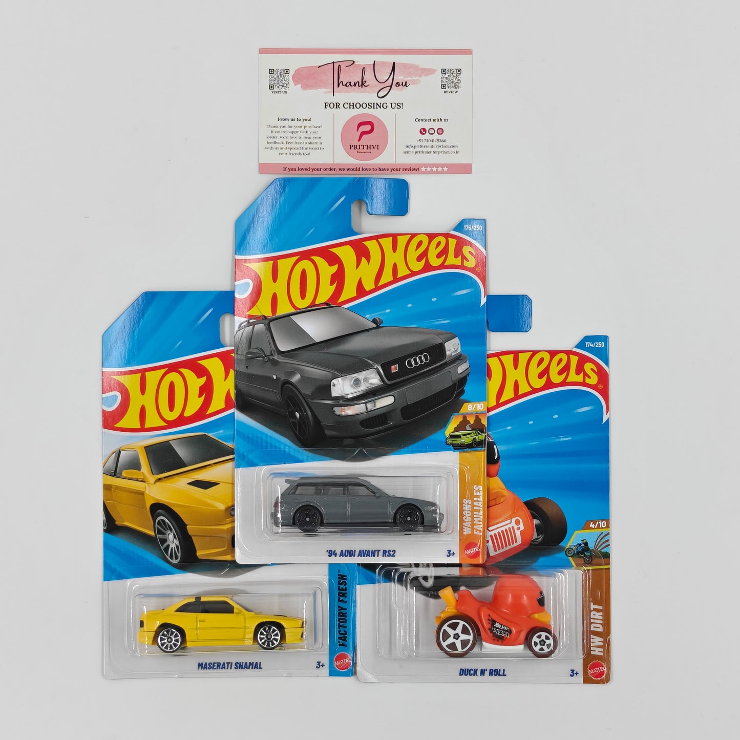 '94 Audi Avant RS2, Maserati Shamal & Duck N' Roll by Mattel – Hot Wheels Bundle