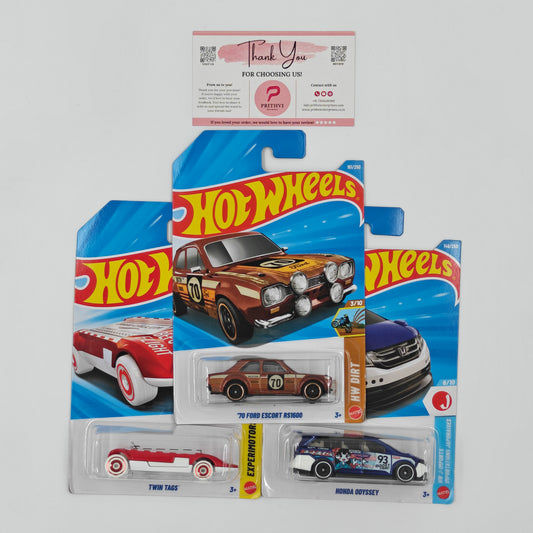 '70 Ford Escort RS1600, Twin Tags & Honda Odyssey by Mattel - Hot Wheels 2026 Bundle