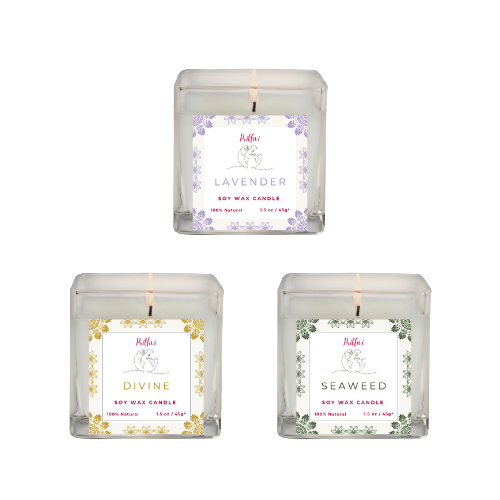 Soy Wax Candle Set of 3 Candles - Lavender, Divine, Seaweed