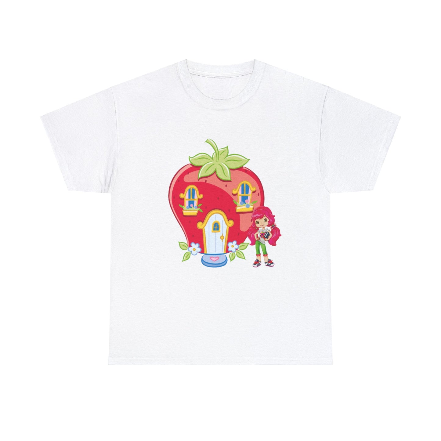 Strawberry Shortcake Printed T-shirt - White Round Neck Cotton