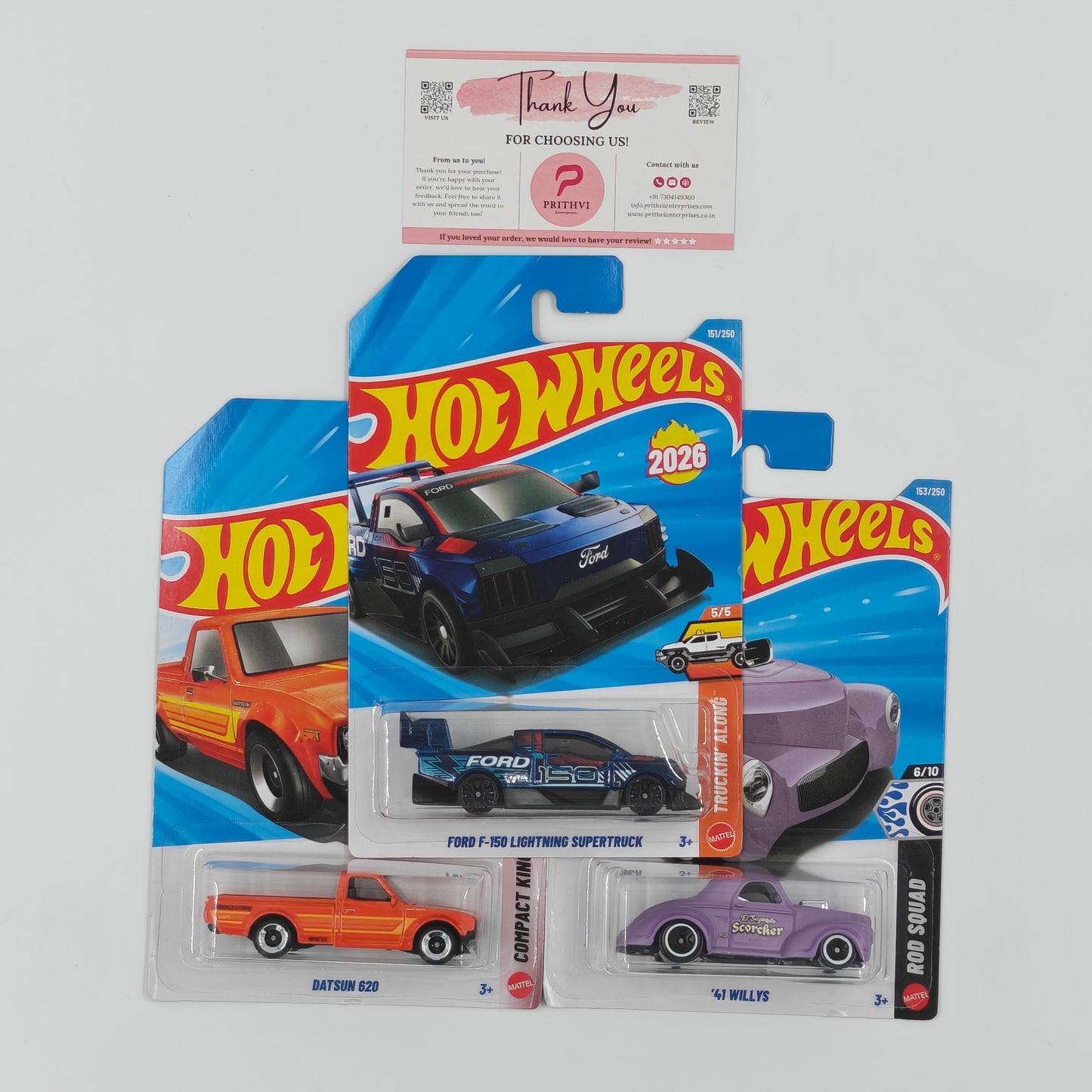 Ford F-150 Lightning Supertruck, Datsun 620 & '41 Willys by Mattel - Hot Wheels 2026 Bundle