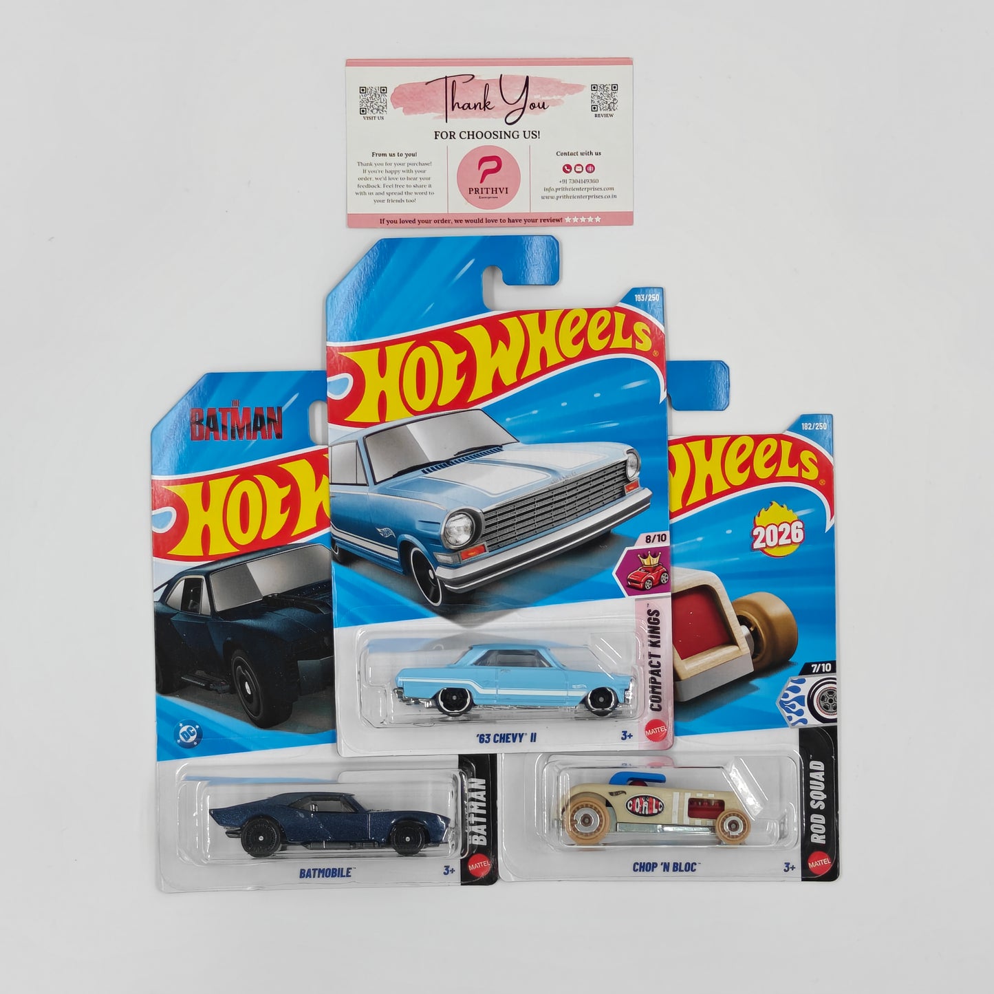 '63 Chevy II, Batmobile & Chop 'N Bloc by Mattel – Hot Wheels Bundle