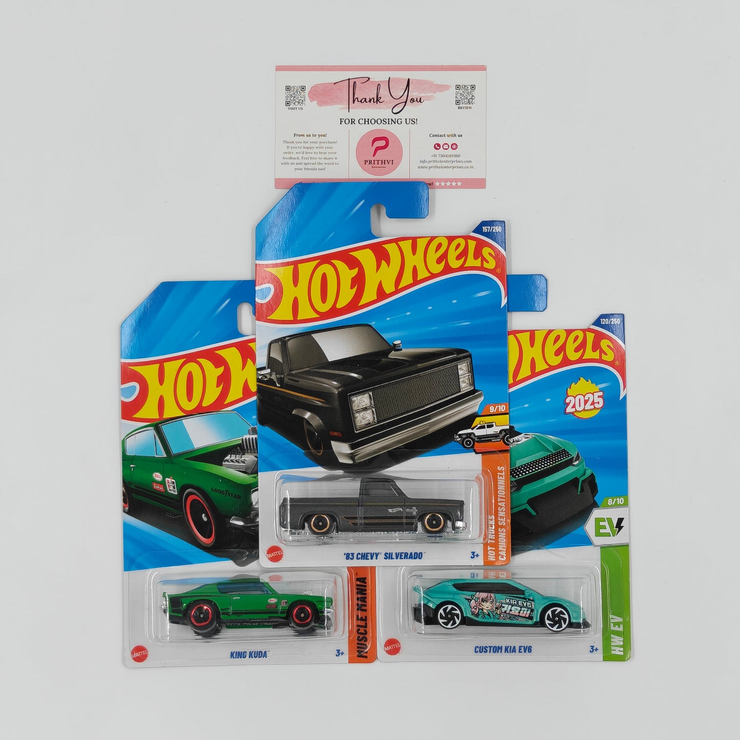 '83 Chevy Silverado, King Kuda & Custom Kia EV6 by Mattel – Hot Wheels Bundle
