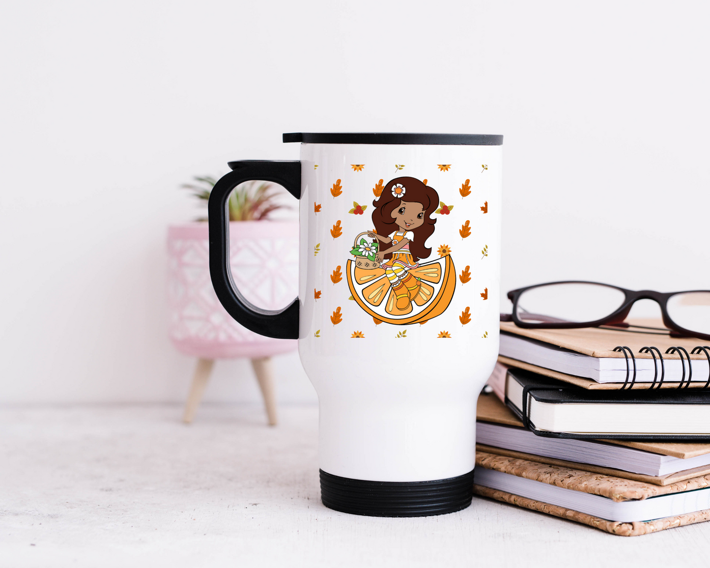 Strawberry Shortcake- Orange: Printed Travel Mug