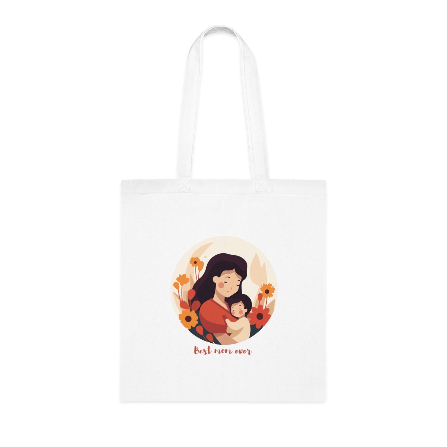 Illustration- Best Mom Ever: Printed Canvas Tote Bag