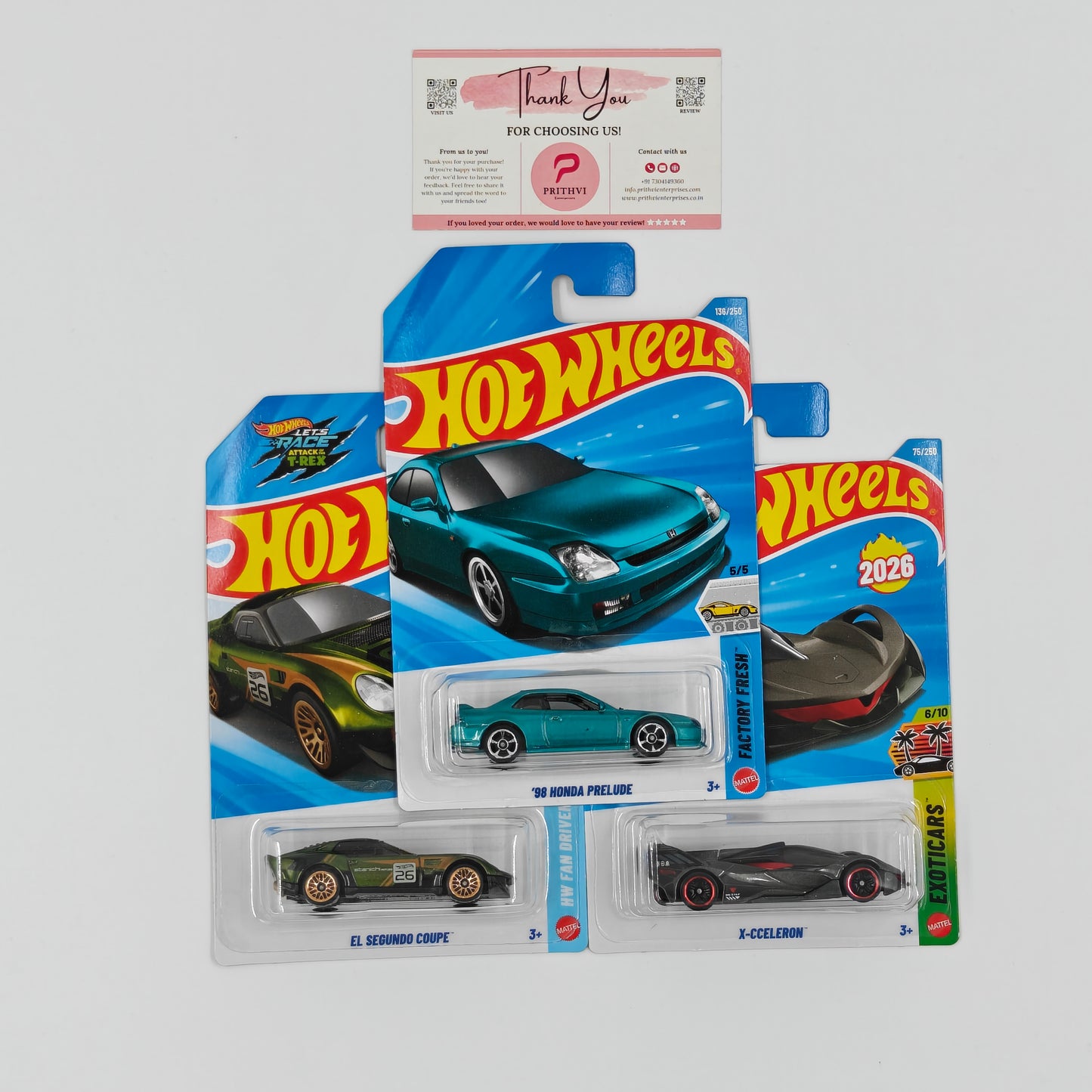 '98 Honda Prelude, El Segundo Coupe & X-Cceleron by Mattel – Hot Wheels Bundle