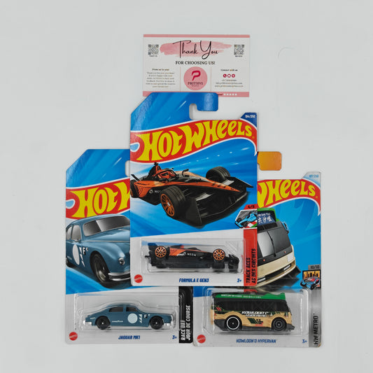 Formula E Gen3, Jaguar MK1 & Kowloon'd Hypervan by Mattel – Hot Wheels Bundle - Prithvi Enterprises
