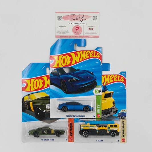 Porsche Taycan Turbo S, '68 Shelby GT500 & 5 Alarm by Mattel – Hot Wheels Bundle - Prithvi Enterprises