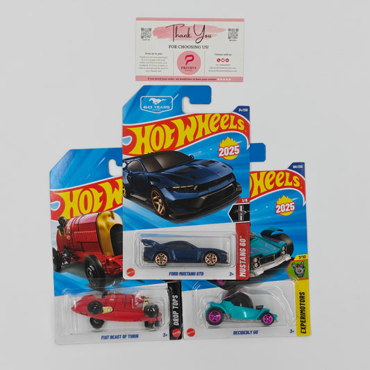 Ford Mustang GTD, Fiat Beast of Turin & Decidedly Go by Mattel – Hot Wheels Bundle - Prithvi Enterprises