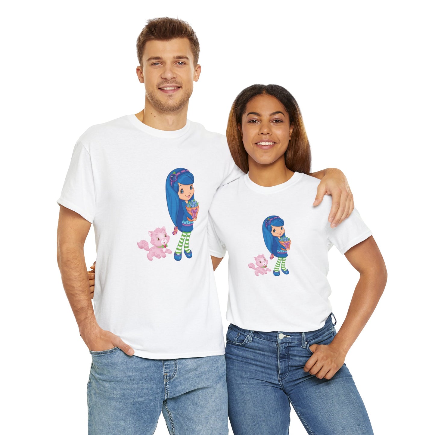 Blueberry Muffin and Custard Printed T-shirt - White Round Neck Cotton