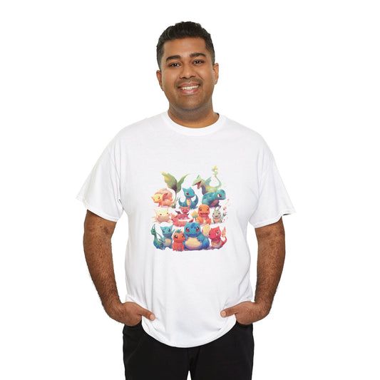 Pokémon Villa - Dragon Type: Printed T-shirt - White Round Neck Cotton