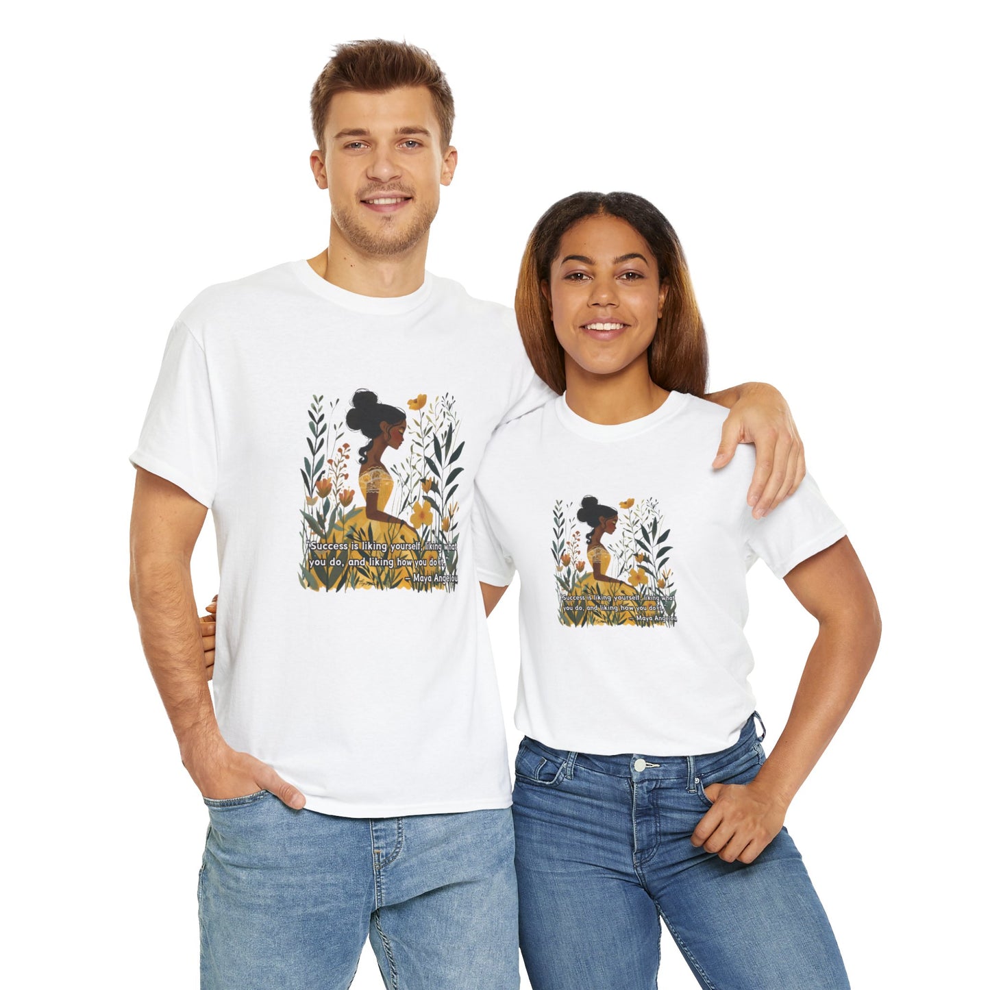 Beauty in Nature: Printed T-shirt - White Round Neck Cotton