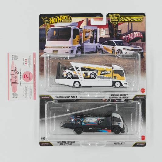 Car Culture Team Transport (Set of 2)  -  Honda Civic Type R & Mustang RTR Spec 5-FD (Legends Tour) by Mattel - Hot Wheels Premium Bundle - Prithvi Enterprises