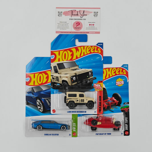 Land Rover Defender 90, Cadillac Celestiq & Fiat Beast of Turin by Mattel – Hot Wheels Bundle - Prithvi Enterprises