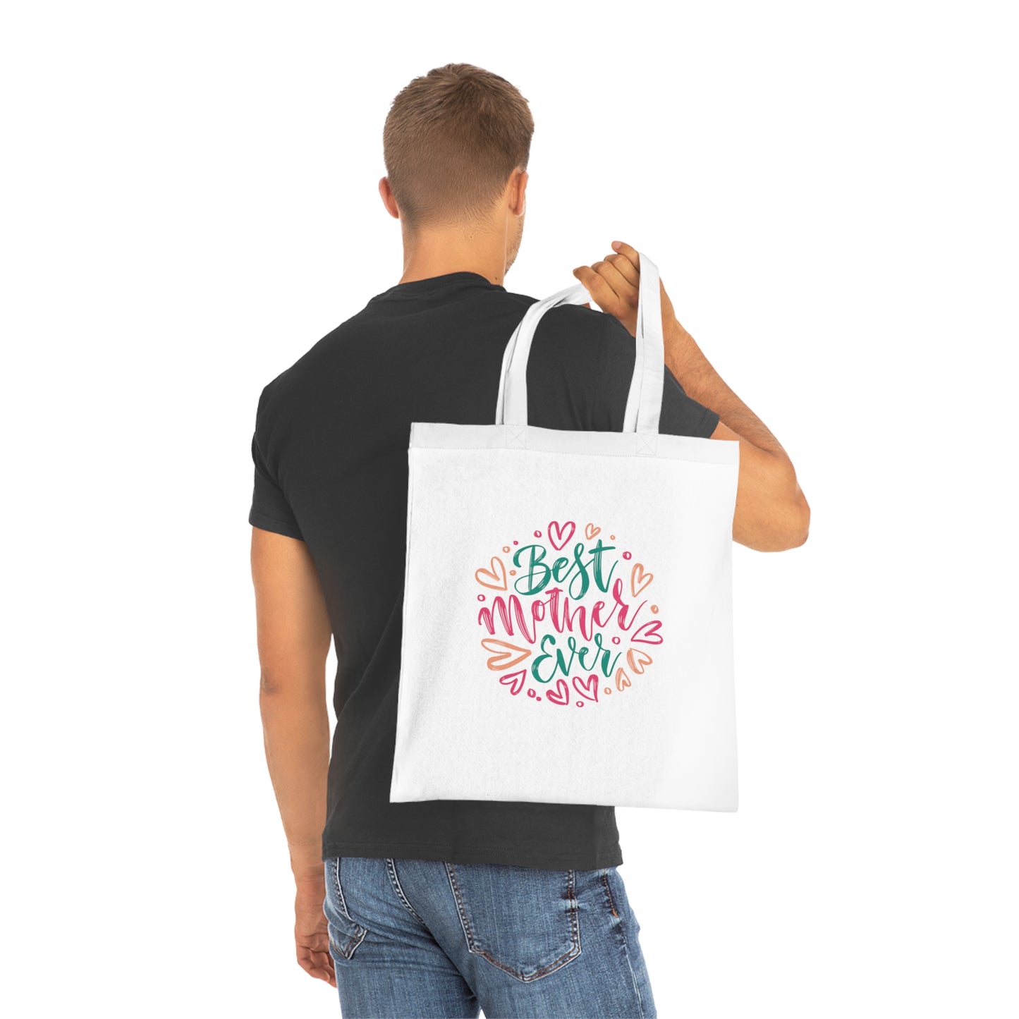 Colorful- Best Mom Ever Lettering: Printed Canvas Tote Bag