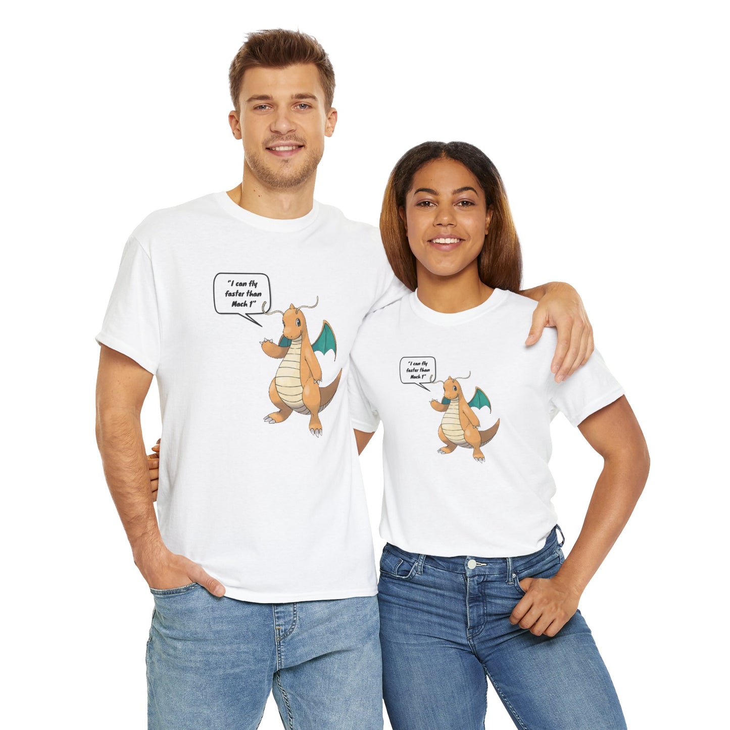 I can fly faster than Mach 1: Printed T-shirt - White Round Neck Cotton