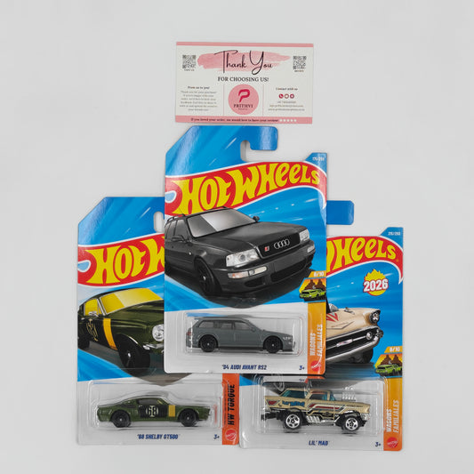 '94 Audi Avant RS2, '68 Shelby GT500 & Lil' Mad by Mattel – Hot Wheels Bundle - Prithvi Enterprises