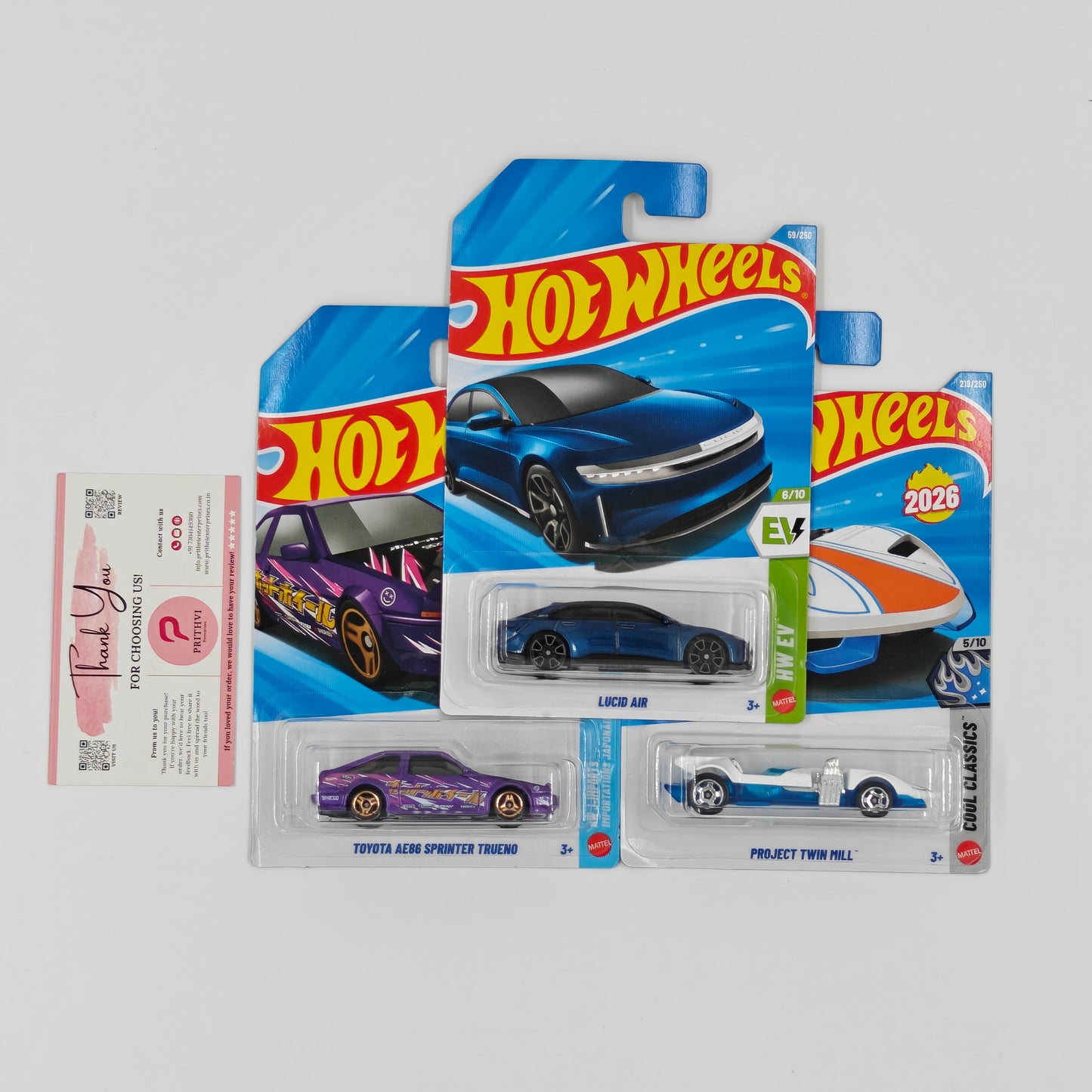 Lucid Air, Toyota AE86 Sprinter Trueno & Project Twin Mill by Mattel – Hot Wheels Bundle