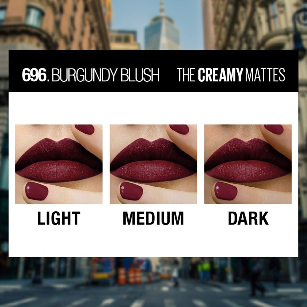 Maybelline New York Color Sensational Creamy Matte Lipstick (Burgundy Blush 696) : 3.9 g
