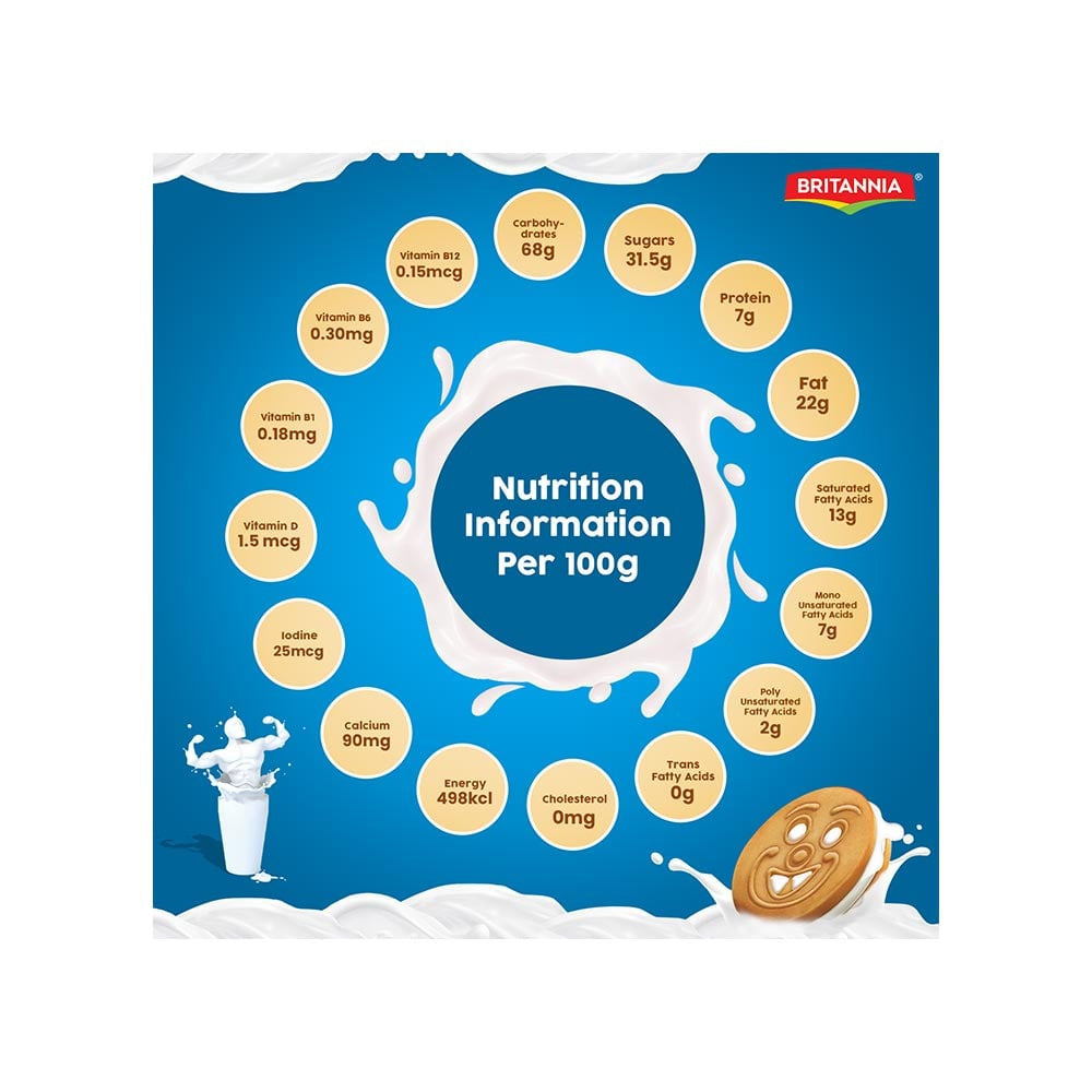 Britannia Milk Bikis Milk Sandwich Cream Biscuits : 200 g