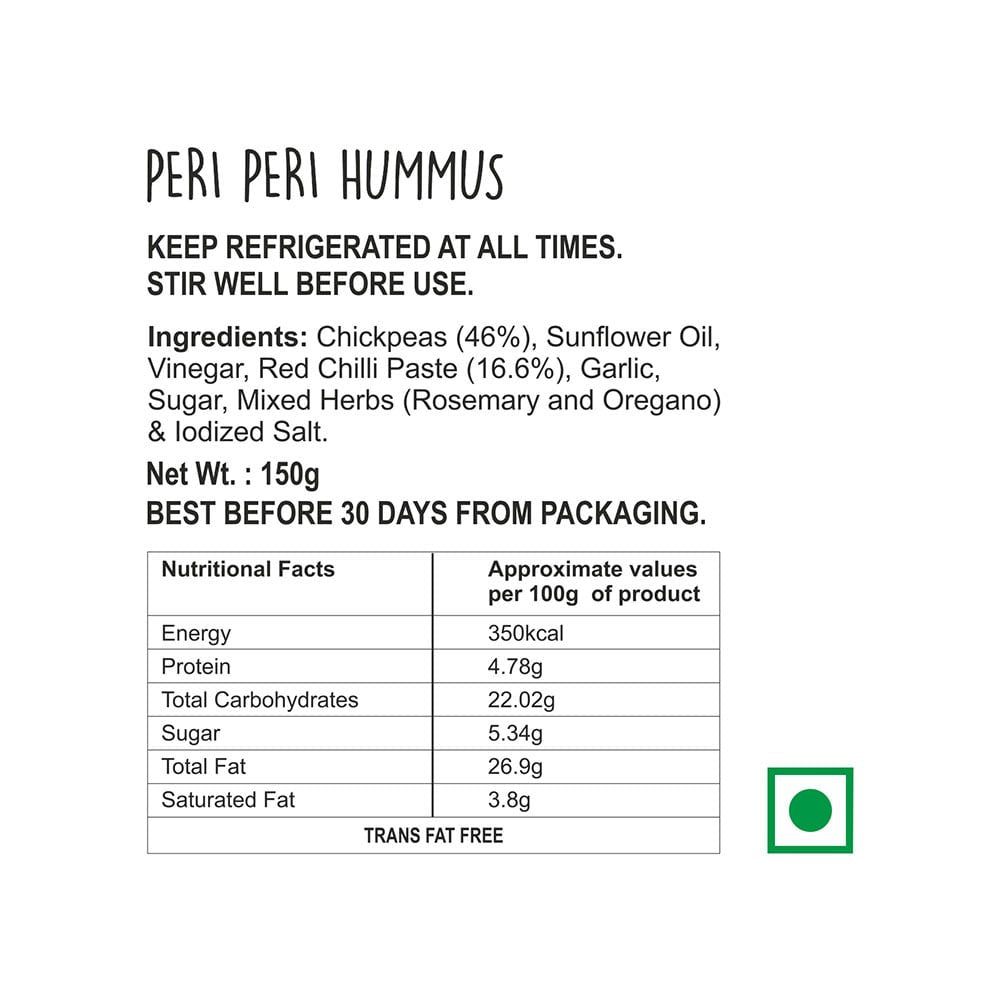 Wingreens Farms Peri Peri Hummus Dip : 150 g