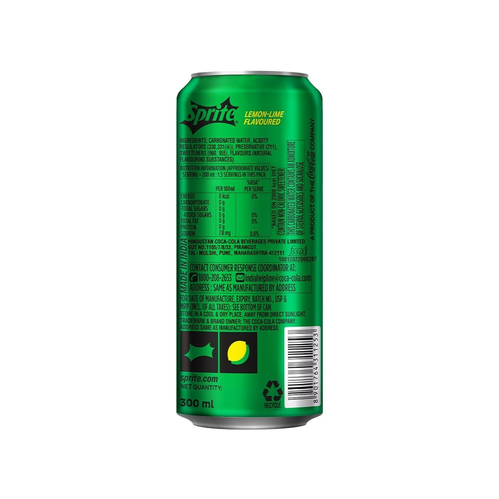 Sprite Zero Soft Drink : 300 ml