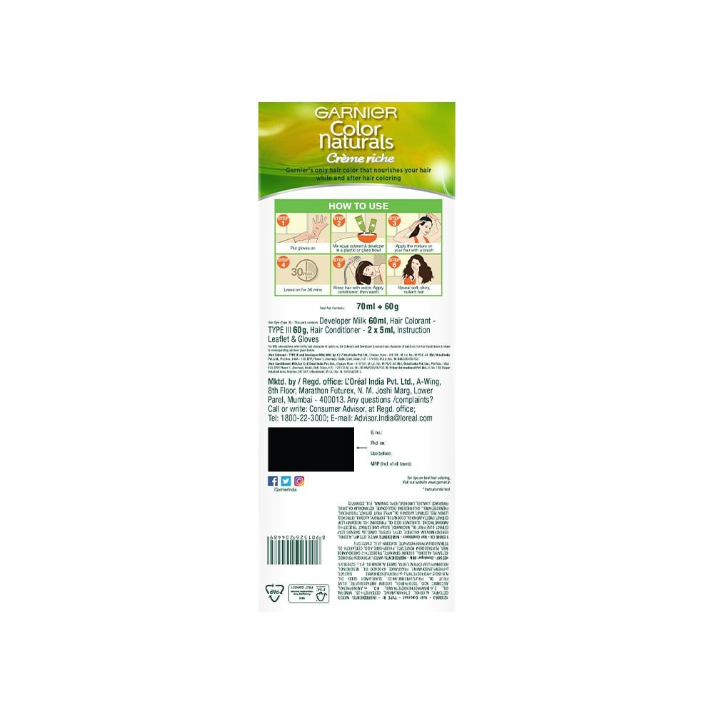 Garnier Color Naturals Hair Colour 70 ml + 60 g (Shade 4 Brown)