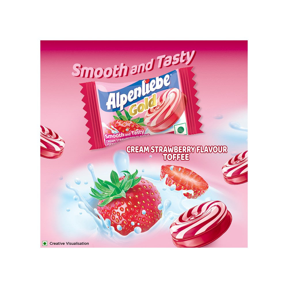 Alpenliebe Gold Cream Strawberry Toffee Pack (90 Pieces) : 342 g