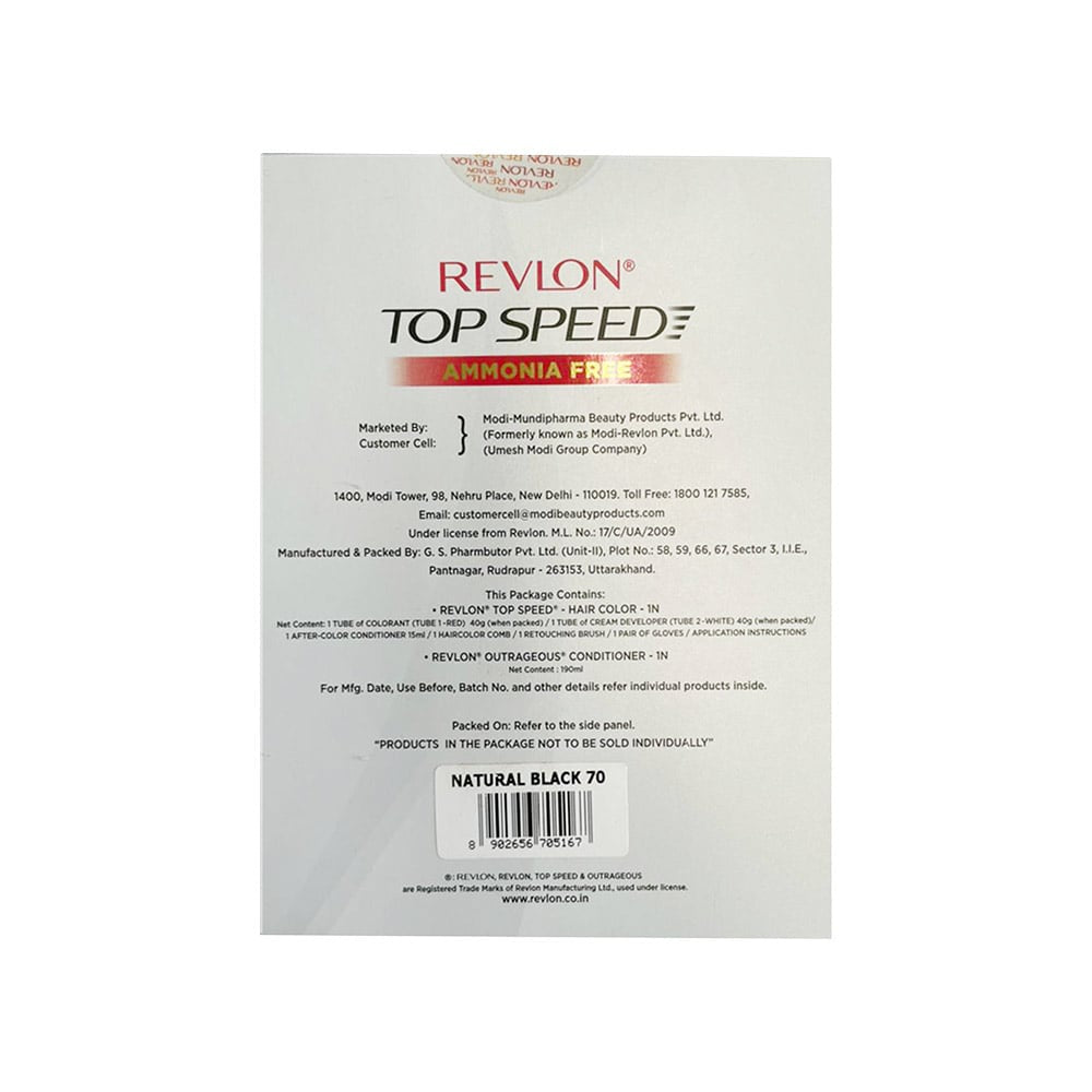 Revlon Top Speed Hair Colour (Natural Black) - Free Outrageous Conditioner : 1 pack