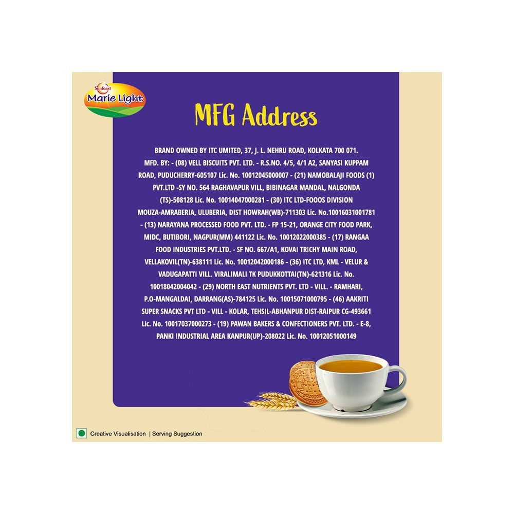 Sunfeast Marie Light Active Marie Biscuits - Pack of 2 : 2 x 186 g