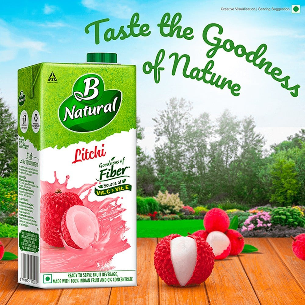 B Natural Litchi Juice : 1 ltr
