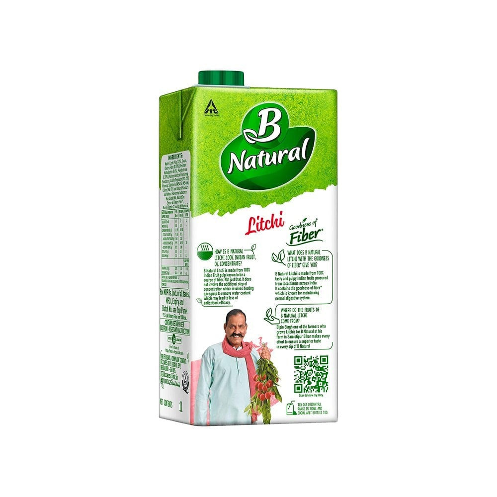 B Natural Litchi Juice : 1 ltr