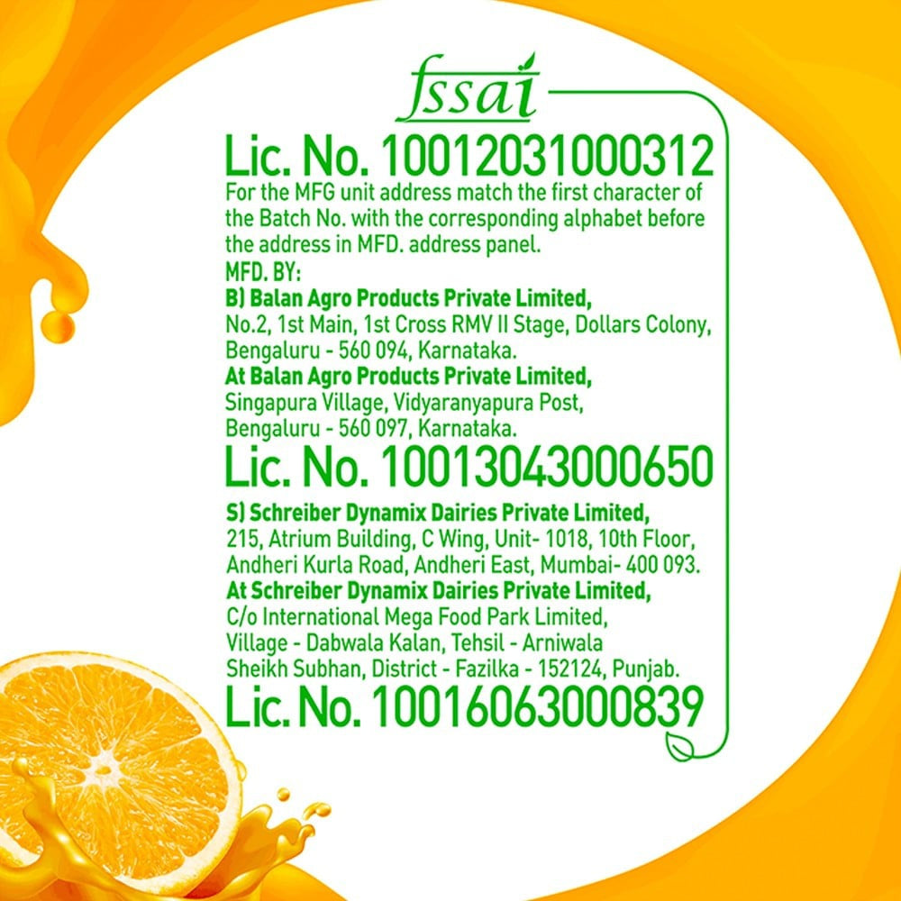 B Natural Orange Juice : 1 ltr