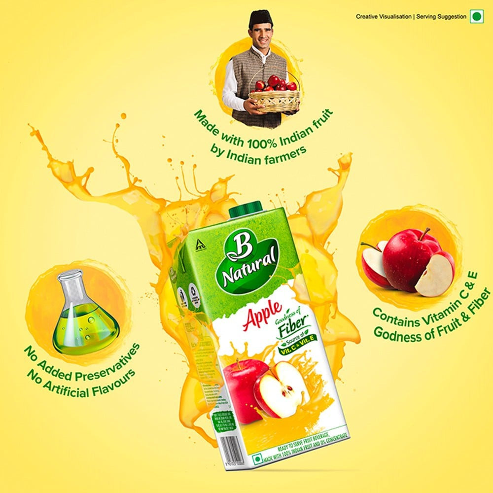 B Natural Apple Juice - Pack of 2 : 2 x 1 ltr