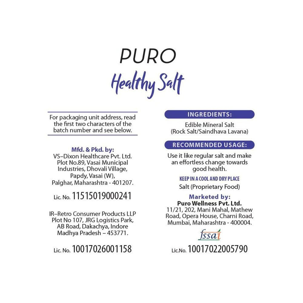 Puro Healthy Rock Salt (Sendha Namak) : 1 kg