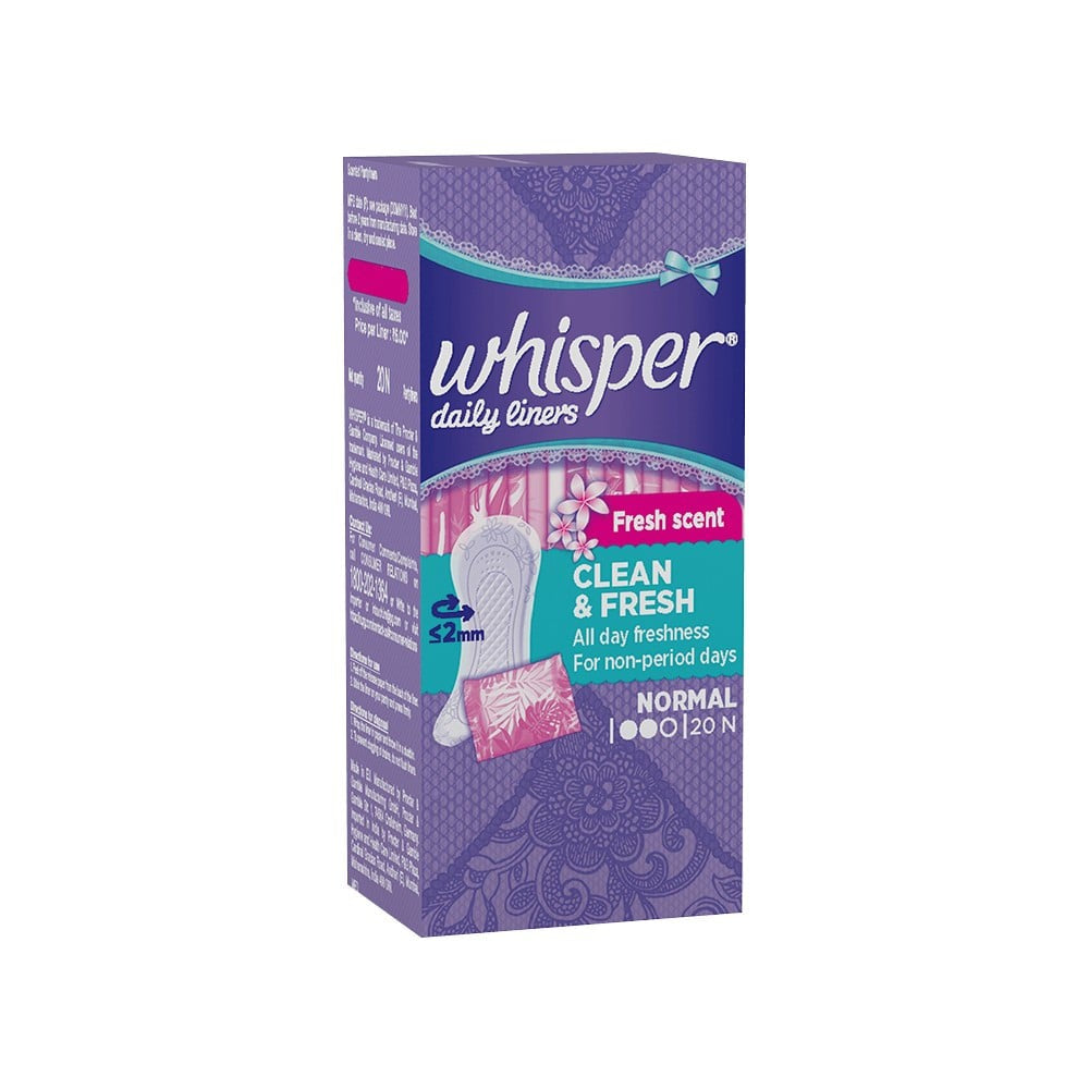 Whisper Daily Liners Clean & Fresh Panty Liners : 20 pieces