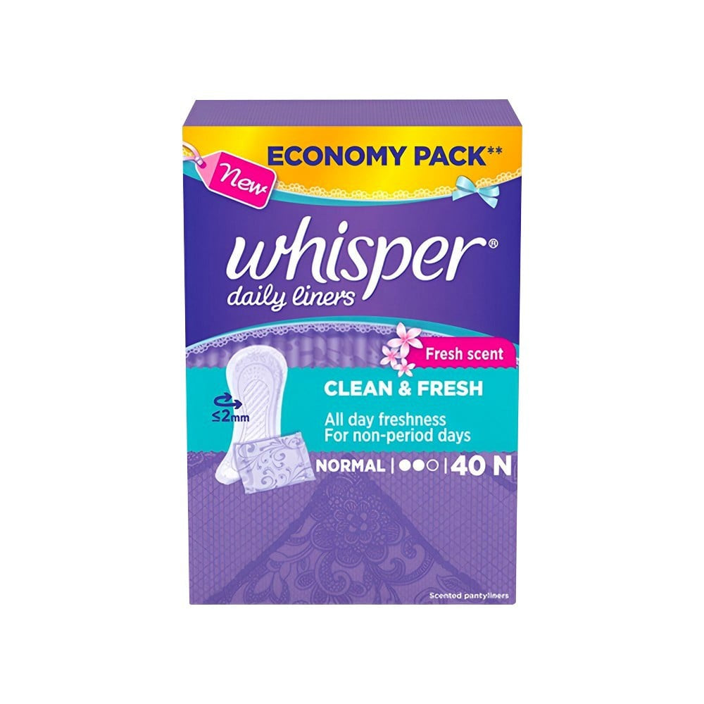 Whisper Daily Liners Clean & Fresh Panty Liners : 40 pieces