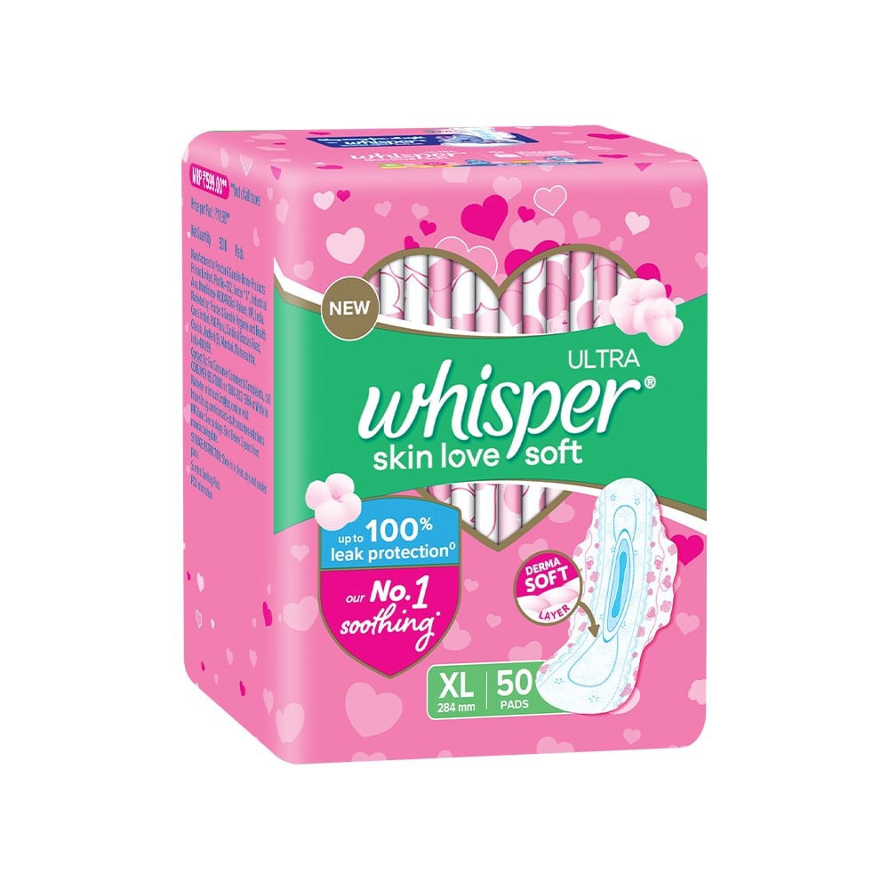 Whisper Ultra Skin Love Soft Sanitary Pads (XL) : 50 pieces