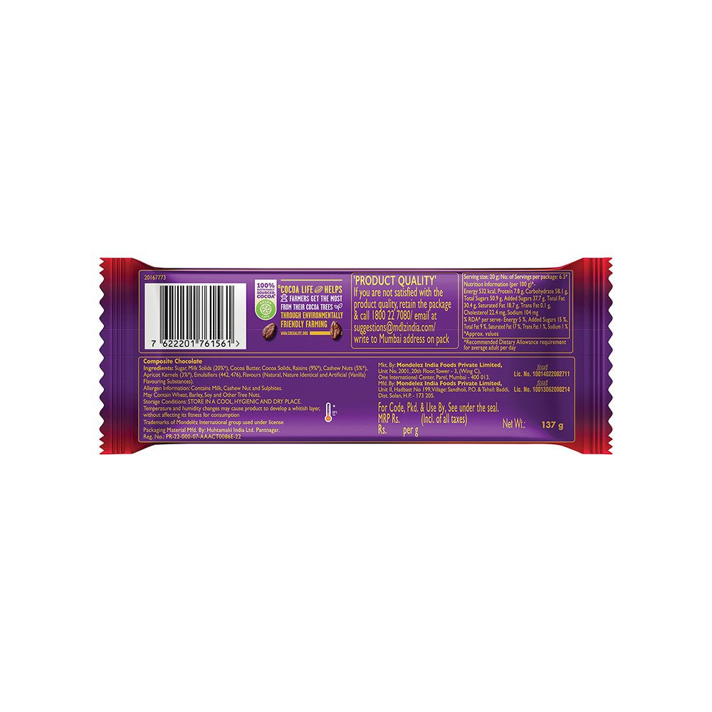 Cadbury Dairy Milk Silk Fruit & Nut Flavoured Chocolate Bar - Pack of 2 : 2 x 137 g