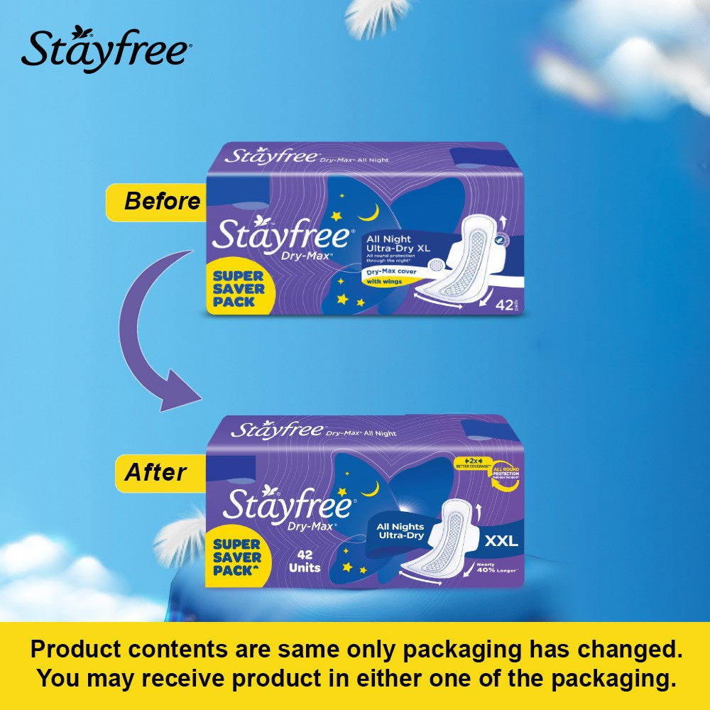 Stayfree Dry Max All Night Sanitary Pads : 42 units