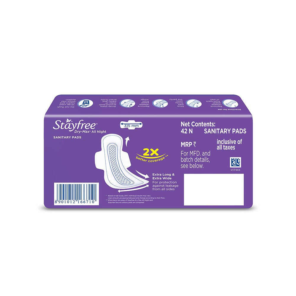 Stayfree Dry Max All Night Sanitary Pads : 42 units