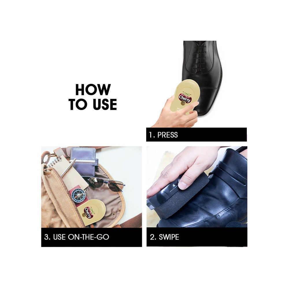 Cherry Blossom Black Handy Shoe Shiner + Black Liquid Shoe Polish Combo : 75 ml + 1 unit