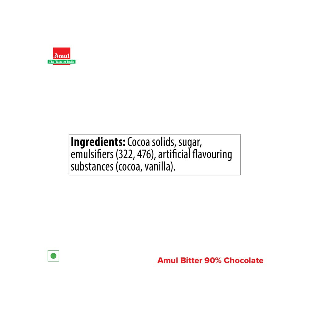 Amul 90% Bitter Dark Chocolate Bar : 150 g